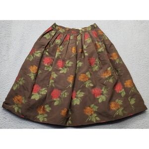 Luca Luca Skirt Women Small Multi Silk Floral Pleated Regular Fit Side Zip EU 40